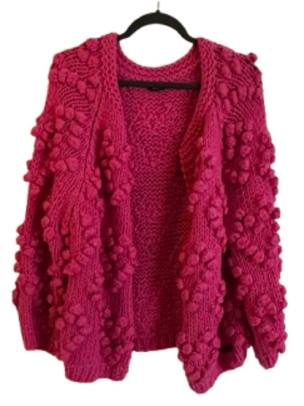Rachel Magenta Bobble Knit Open Cardigan